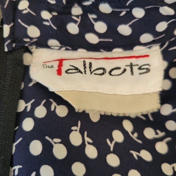 Vintage Talbots Dark Blue Sprigged Floral Prairie Midi Dress Size Medium - Picture 2 of 4